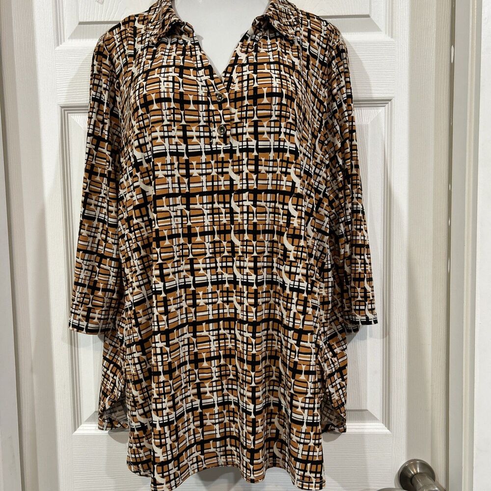 Susan Graver Womens Plus Size 3X Career Wear Stretch Blouse Tunic Top